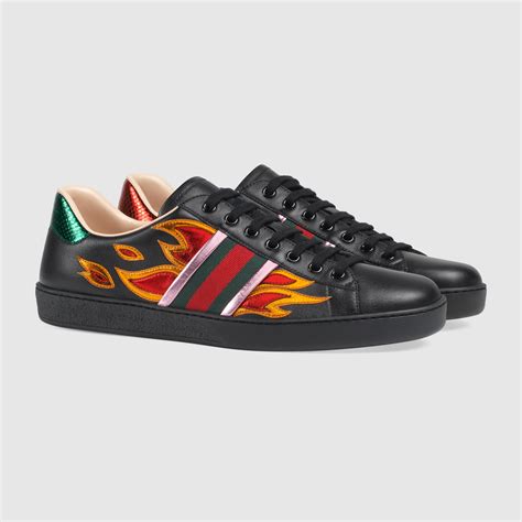 gucci ace low top sneakers with flames